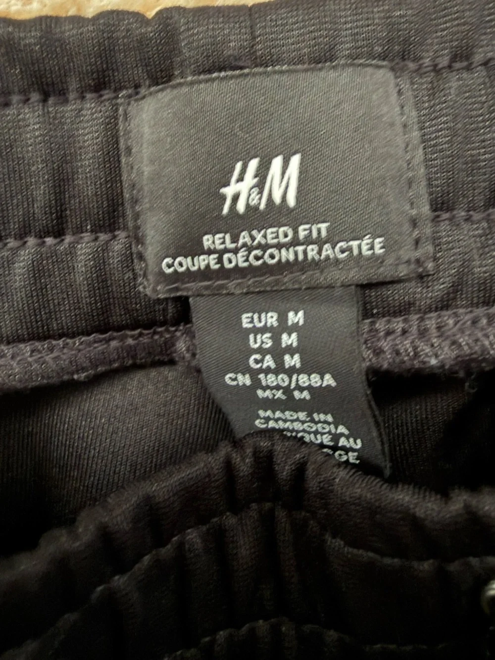 H&M Relaxed Fit Black Track Pants White Piping Zip Ankle Size M
